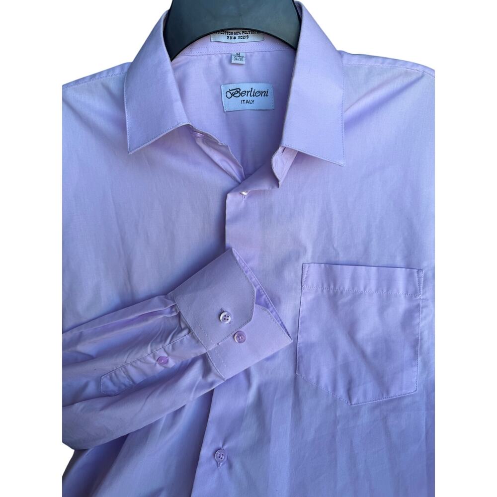 Berlioni Italy Men’s Dress Shirt US Medium Light Purple Button Front